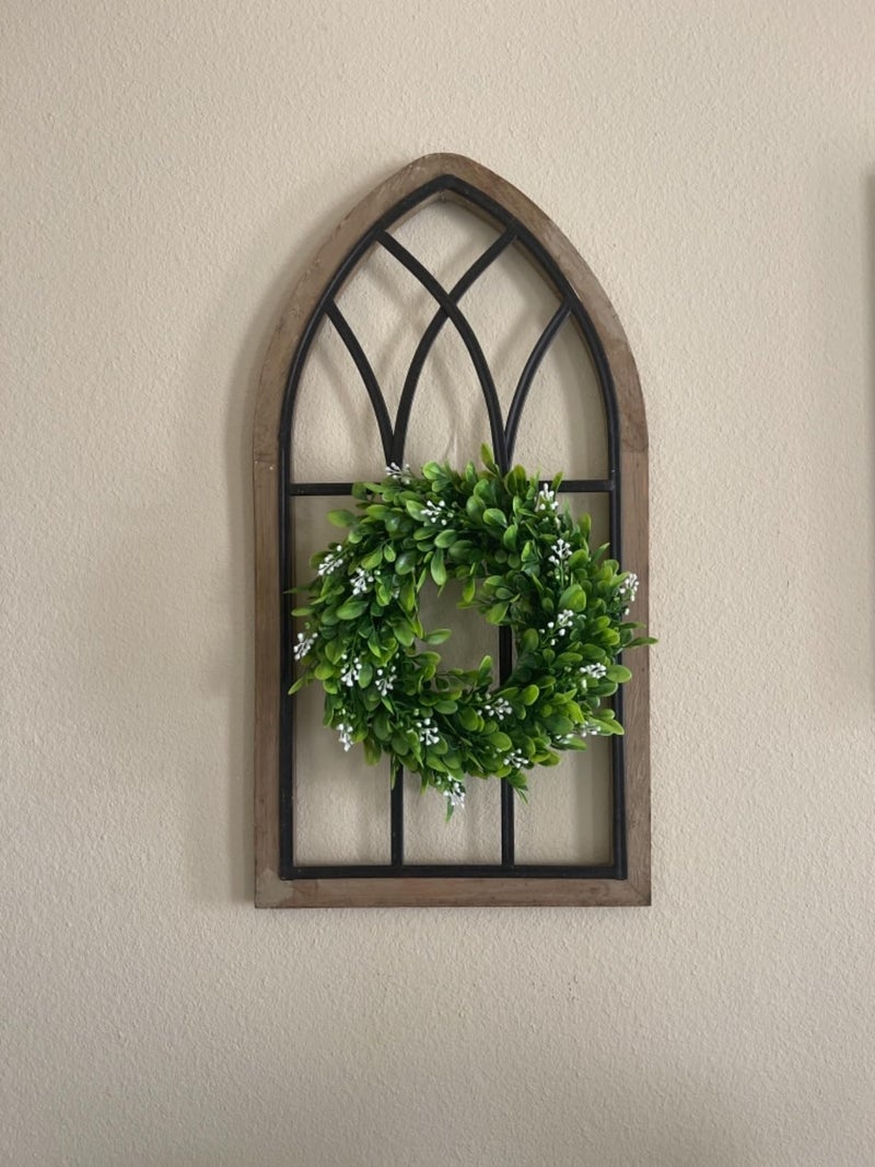 LSKYTOP 11" Boxwood Wreath with Artificial Wreath Green Leaves Door Wall Window Decoration - Image 4